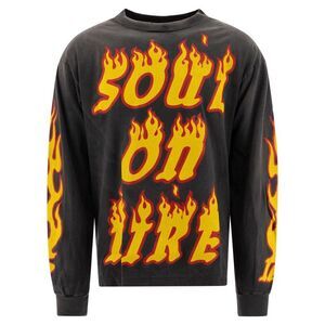 SAINT MXXXXXX Soul on Fire Graphic Long Sleeve T-Shirt Men BLACK T-Shirts